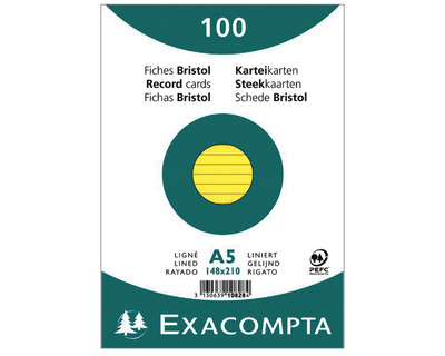 Exacompta Karteikarten A5 gelb liniert 100St.