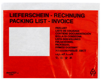 VP Begleitpapiertaschen "DocuFix Classic" C5 "Lieferschein/Rechnung" rot 250St.