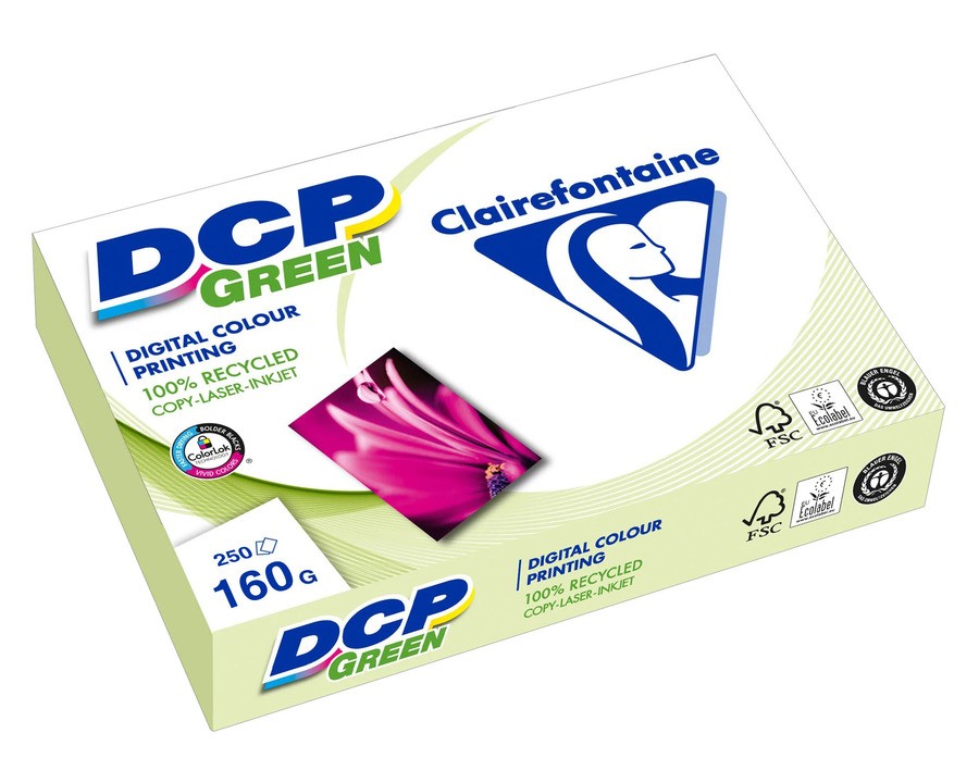 Clairefontaine Kopierkarton A4 "DCP Green" recycling-weiß, ISO 97 160g/m² 250Bl.