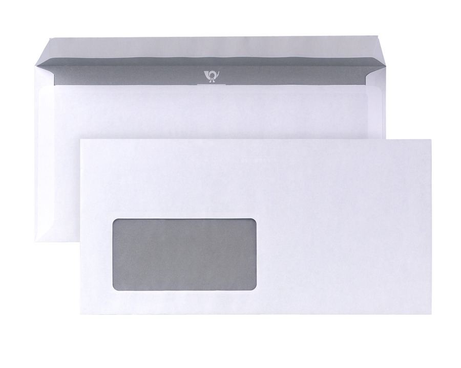 Briefumschlag DL, mit Fenster, haftklebend weiß 110 x 220 mm 1.000St.