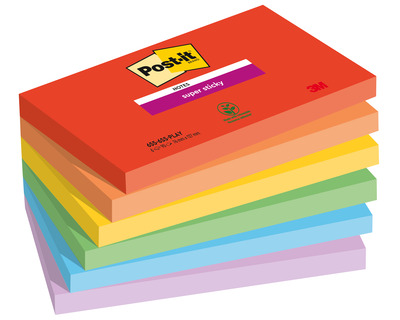 Post-it Haftnotizen "Super Sticky" Playful mehrfarbig 76 x 127 mm 6x90Bl.