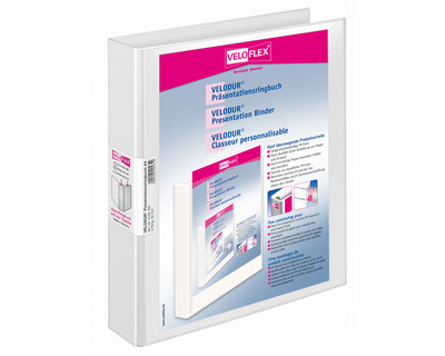 Veloflex Präsentationsringbuch A4 "Velodur", 4 Ringe weiß 30 mm