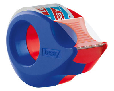 Tesa Handabroller "Mini Crystal Clear" rot/blau, inkl. 1x Kristallklar 19mmx10m