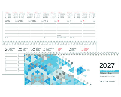 Zettler Querterminkalender 2027 "116" blau 2 Seiten = 1 Woche