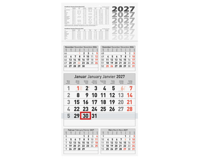 Brunnen Fünfmonatskalender 2027 30 x 58,5 cm 1 Seite = 5 Monate