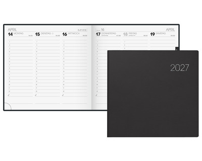 Brunnen Quadratkalender 2027 schwarz 2 Seiten = 1 Woche