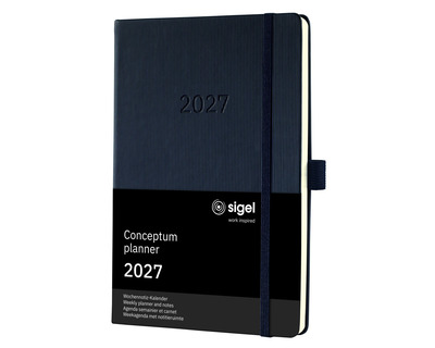 Sigel Buchkalender 2027 "Conceptum Pure" A5 schwarz links Woche, rechts Notiz