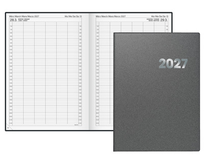 Brunnen Buchkalender 2027 grau 1 Seite = 1 Tag