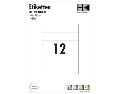 Etiketten A4 weiß 105 x 48 mm 120Et.
