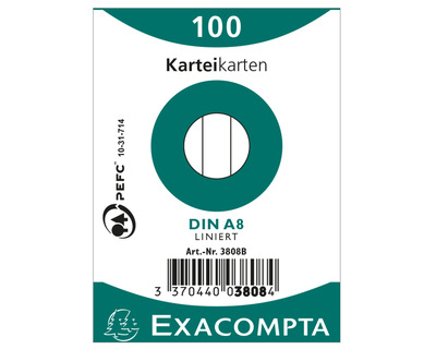 Exacompta Karteikarten A8 weiß liniert 100St.