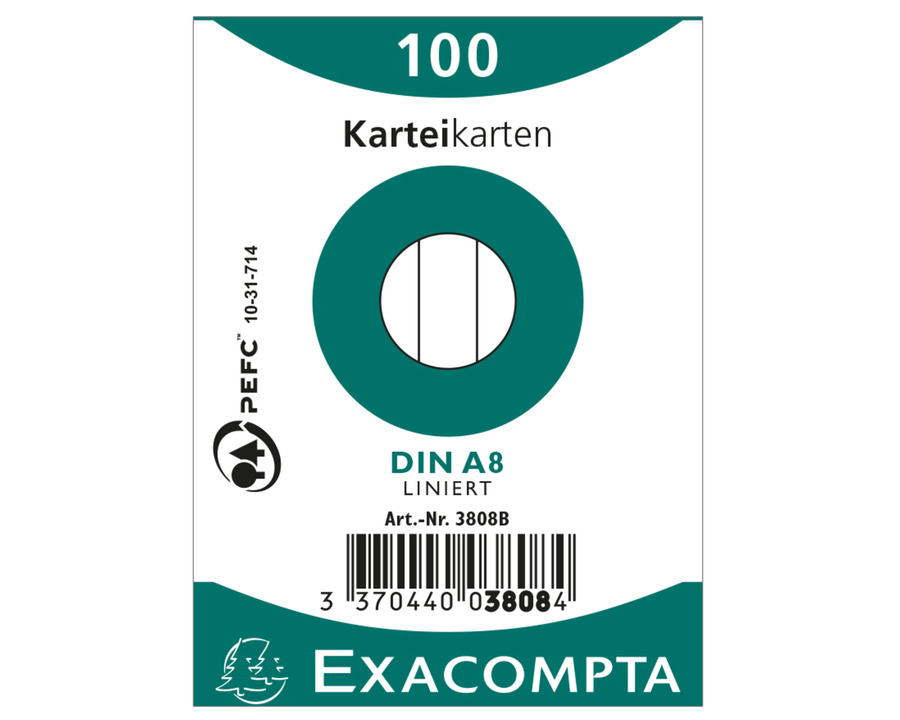 Exacompta Karteikarten A8 weiß liniert 100St.