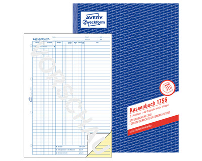 Avery Zweckform Kassenbuch EDV A4, selbstdurchschreibend 2 x 40 Blatt