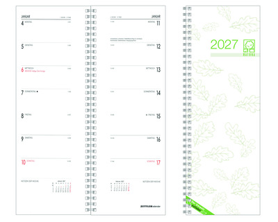 Zettler Vormerkkalender 2027 "718", Recyclingpapier weiß 1 Seite = 1 Woche