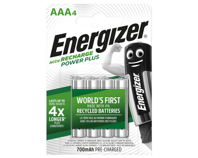 Energizer Akku "Recharge Power Plus" AAA, Micro, HR3 1,2 V 700 mAh 4St.