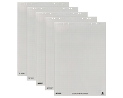 Herlitz Flipchartblock, Recyclingpapier kariert 80g/m² 20Bl. 5St.