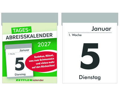 Zettler Abreißkalender 2027 "302" 54 x 72 mm 1 Seite = 1 Tag