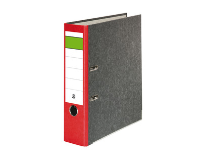 Ordner Wolkenmarmor A4 "Grüner Balken" rot 80 mm