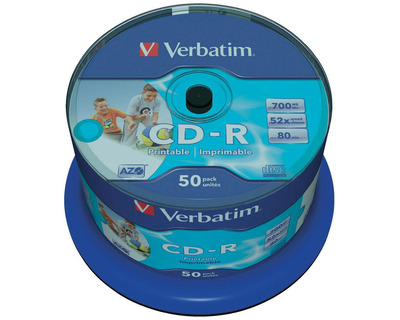 Verbatim CD-R, bedruckbar 700MB Spindel 50St.