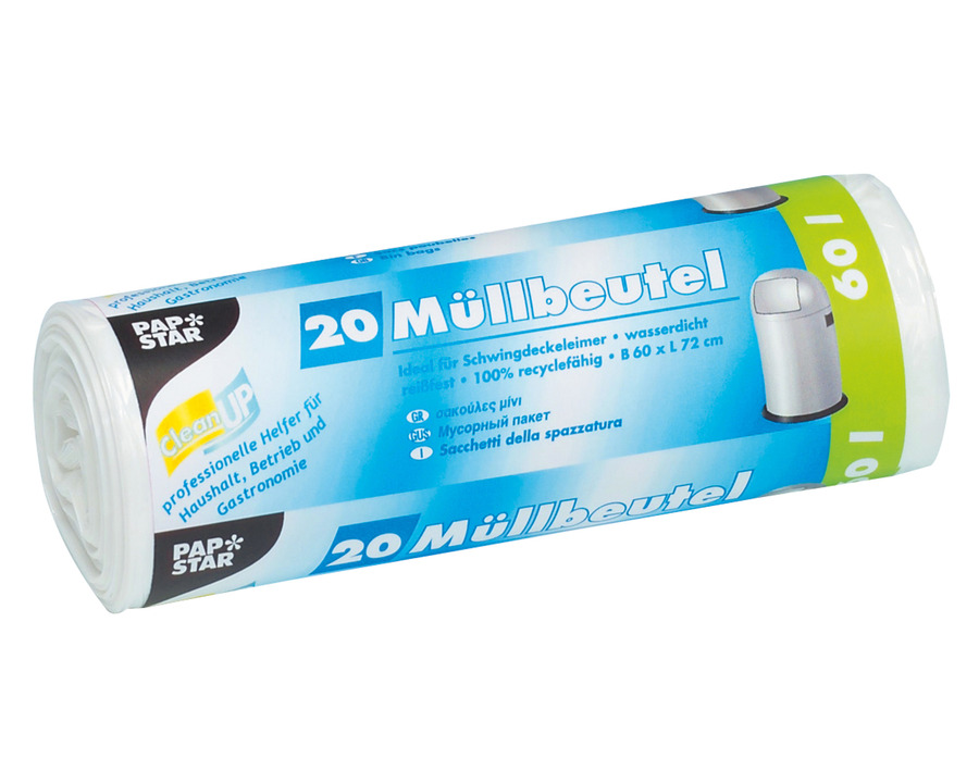 Papstar Müllbeutel, 17µ weiß 60 Liter 20St.