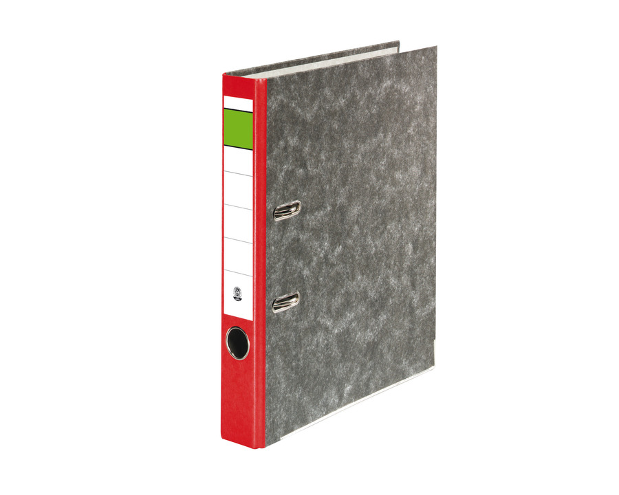 Ordner Wolkenmarmor A4 "Grüner Balken" rot 50 mm