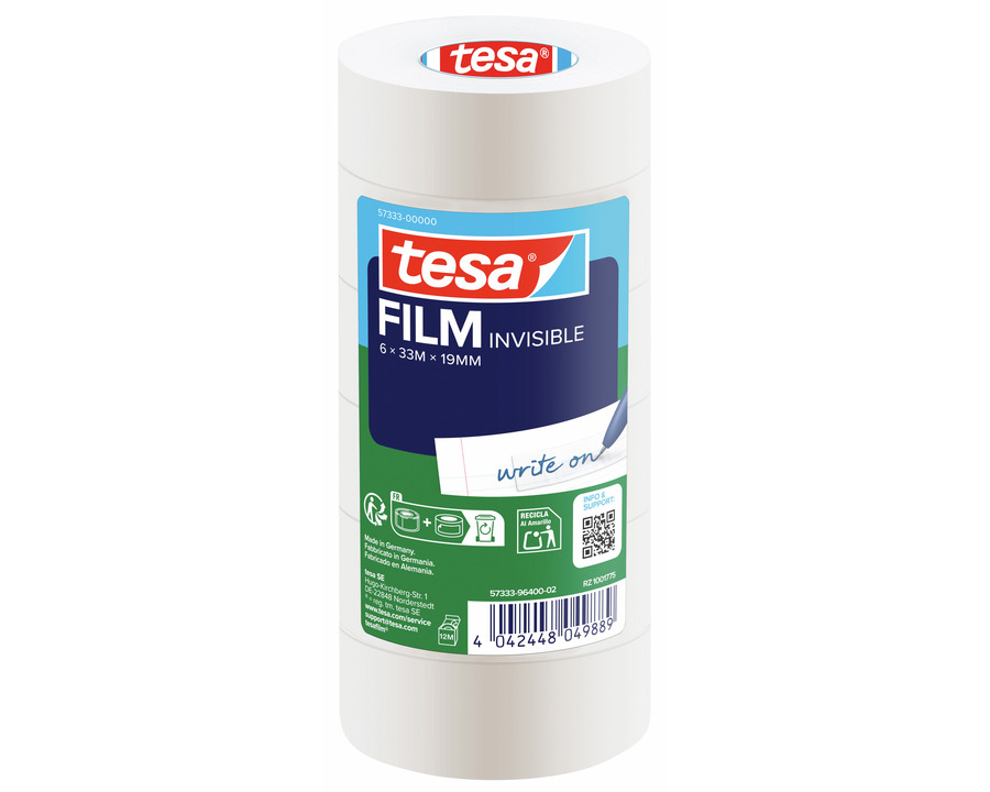 Tesa Klebeband "Invisible", beschriftbar transparent matt 19 mm x 33 m 6St.