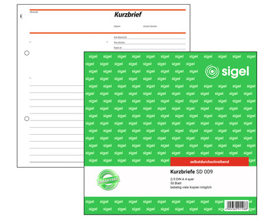 Sigel Kurzbrief, selbstdurchschreibend 50 Blatt