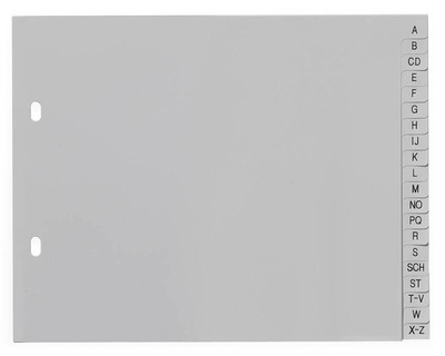 PP-Register 2/3 A4, A-Z grau 225 x 180 mm