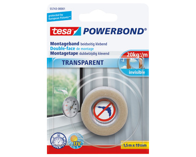 Tesa Montageband "Powerbond" Transparent 19 mm x 1,5 m