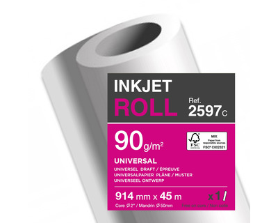 Clairefontaine Rollen-Plotterpapier "Inkjet Universal" 90g/m² 914 mm (36") x 45 m