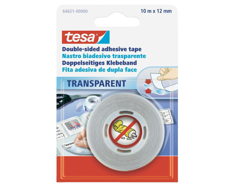 Tesa Doppelseitiges Klebeband transparent 12 mm x 10 m