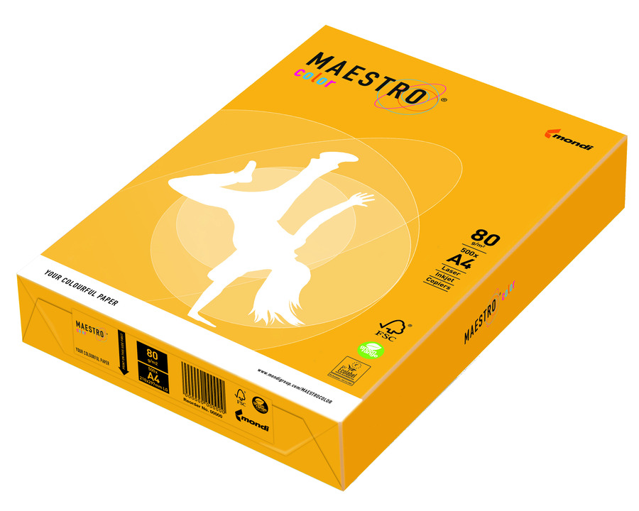 Maestro Kopierpapier A4 "Maestro color" sonnengelb 80g/m² 500Bl.