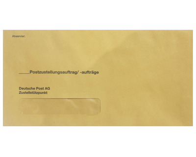 RNK Zustellungsauftrag Kompakt, nassklebend, mit Fenster, Deutsche Post chamois 120 x 235 mm 100St.