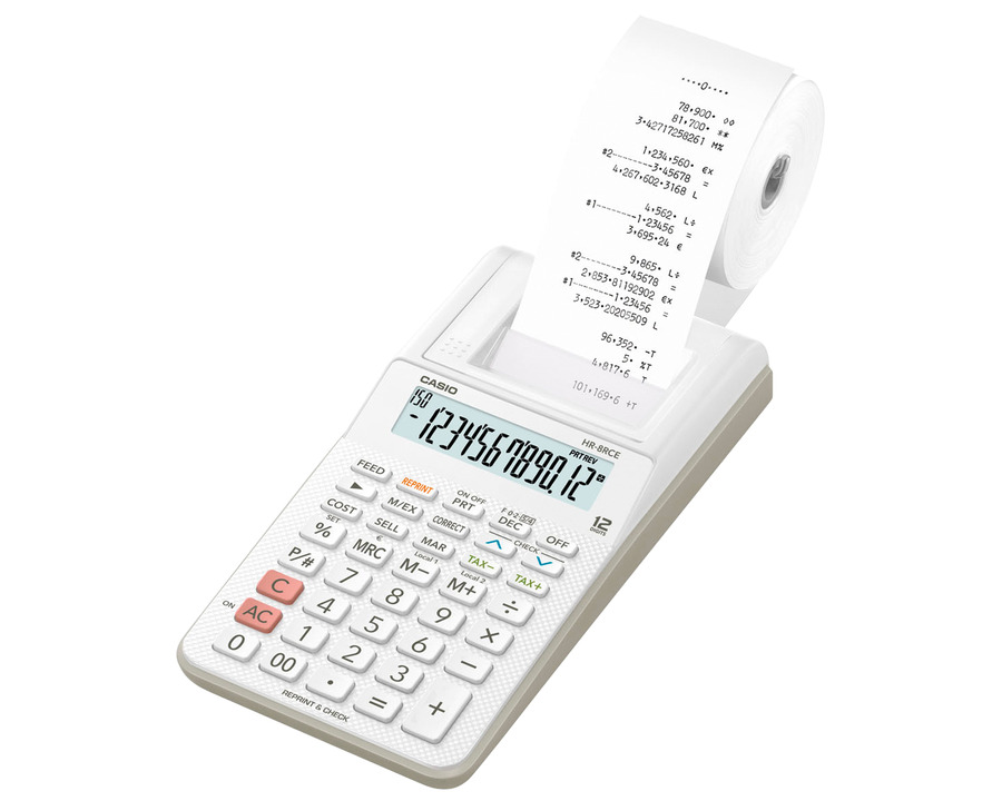 Casio Tischrechner "HR-8RCE" weiß 12-stellig
