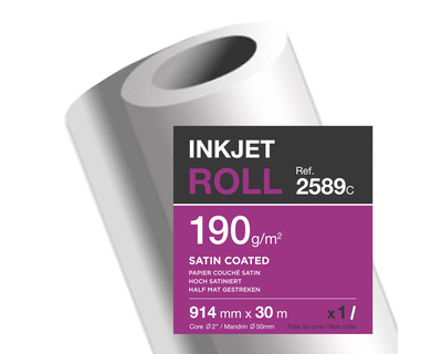 Clairefontaine Rollen-Fotopapier "Satin Coated" 190g/m², seidenmatt gestrichen 914 mm (36") x 30 m