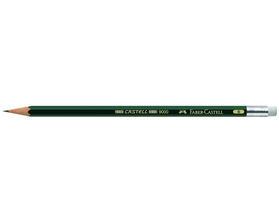 Faber-Castell Bleistift "Castell 9000", mit Radierer B 2,0 mm
