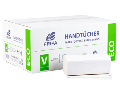 Fripa Papierhandtücher "Eco", Recyclingpapier V-Falz 25 x 23 cm 2-lagig grau 20x160Bl.
