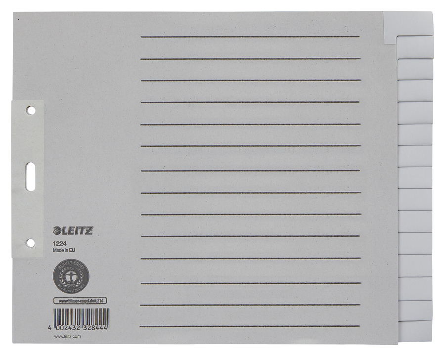 Leitz Tauen-Register 2/3 A4, 15-teilig blanko, überbreit grau 240 x 200 mm