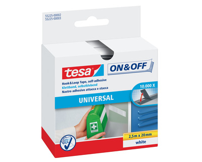 Tesa Klettband "Universal" weiß 20 mm x 2,5 m