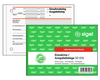 Sigel Einnahme-/Ausgabebeleg A6, selbstdurchschreibend 2 x 40 Blatt