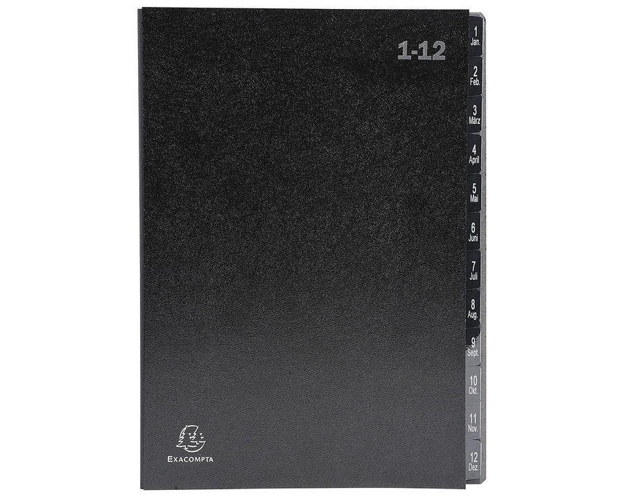 Exacompta Pultordner A4, 12 Fächer schwarz 1-12