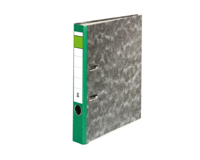 Ordner Wolkenmarmor A4 "Grüner Balken" grün 50 mm