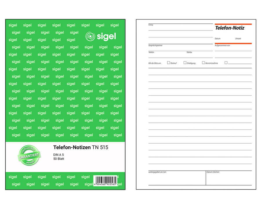 Sigel Telefonnotiz A5 50 Blatt