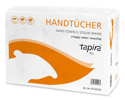 Tapira Papierhandtücher "Plus", Recyclingpapier V-Falz naturweiß 24,5 x 21 cm 20x200Bl.