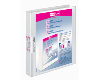 Veloflex Präsentationsringbuch A4 "Velodur", 4 Ringe weiß 25 mm