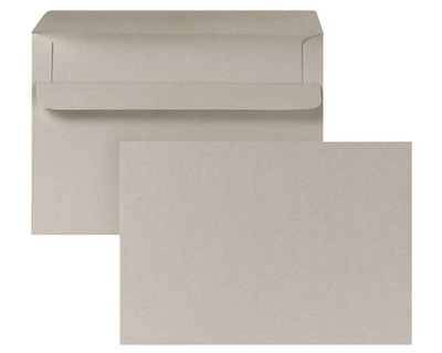 Recycling-Briefumschlag C6, ohne Fenster, selbstklebend grau 114 x 162 mm 25St.