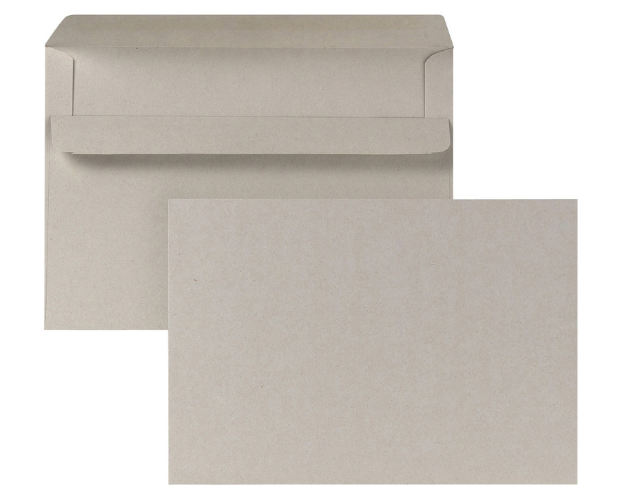 Recycling-Briefumschlag C6, ohne Fenster, selbstklebend grau 114 x 162 mm 25St.