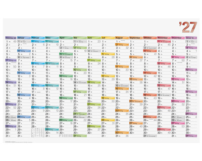 Brunnen Plakatkalender 2027 "DataLine", mit 4 Piekern 106 x 66,6 cm 1 Seite = 14 Monate