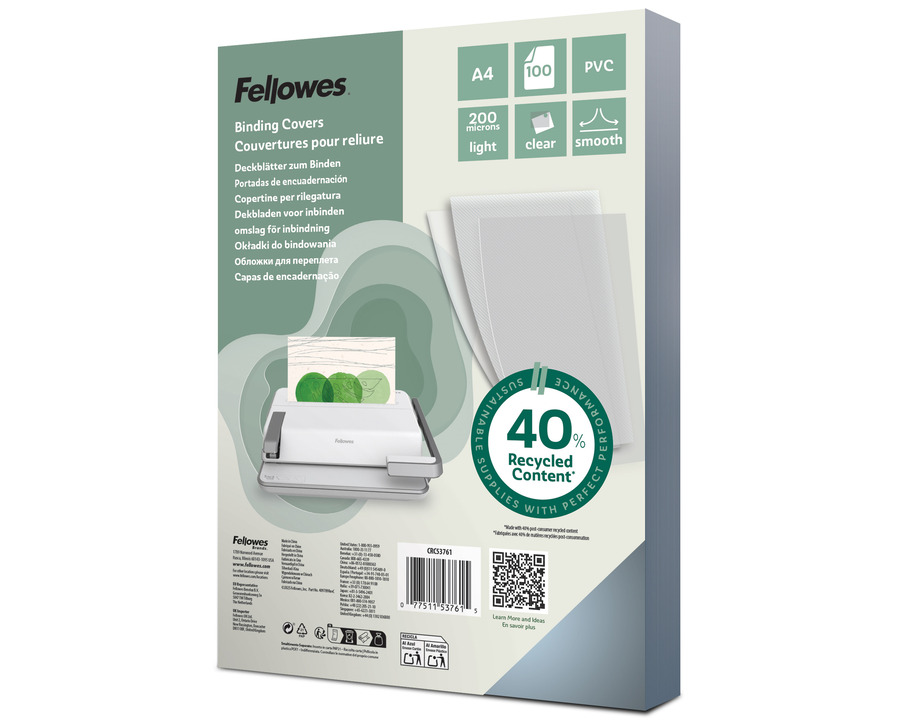 Fellowes Deckblätter A4, PVC transparent 200 my 100St.