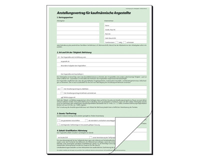 Sigel Arbeitsvertrag A4, kaufmännisch, selbstdurchschreibend