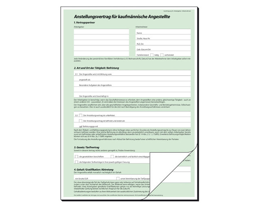Sigel Arbeitsvertrag A4, kaufmännisch, selbstdurchschreibend